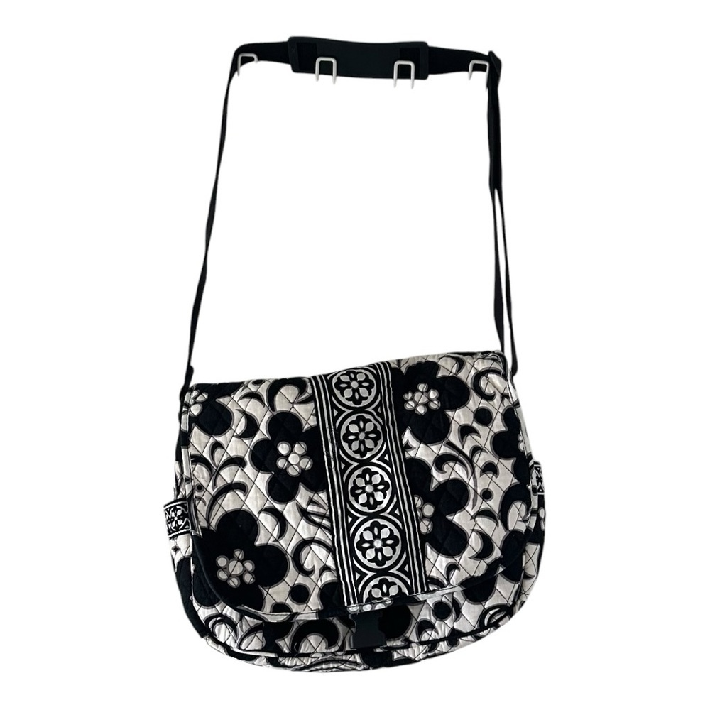 Vera Bradley Black and White Floral Messenger Bag